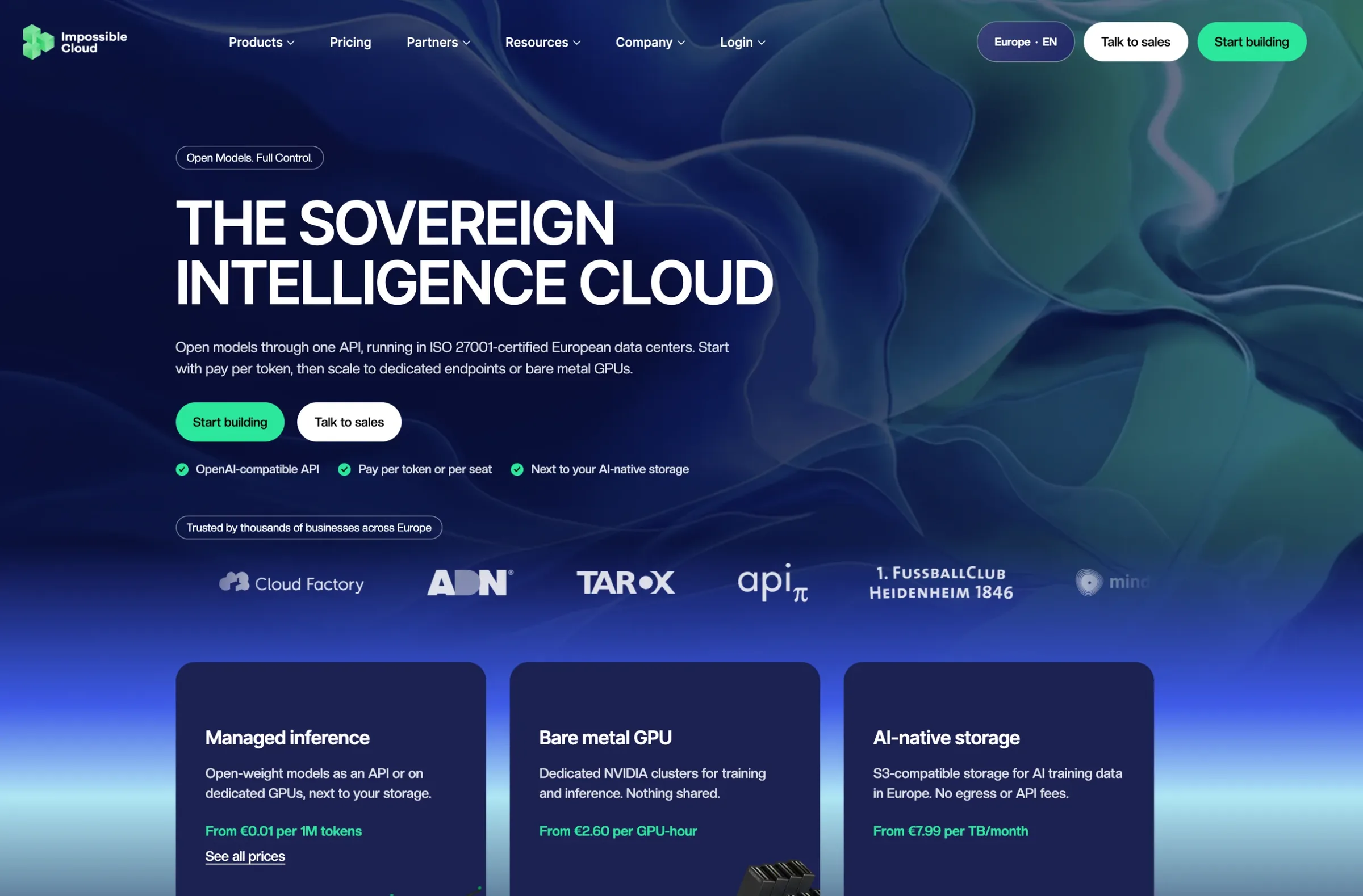 The Impossible Cloud website homepage